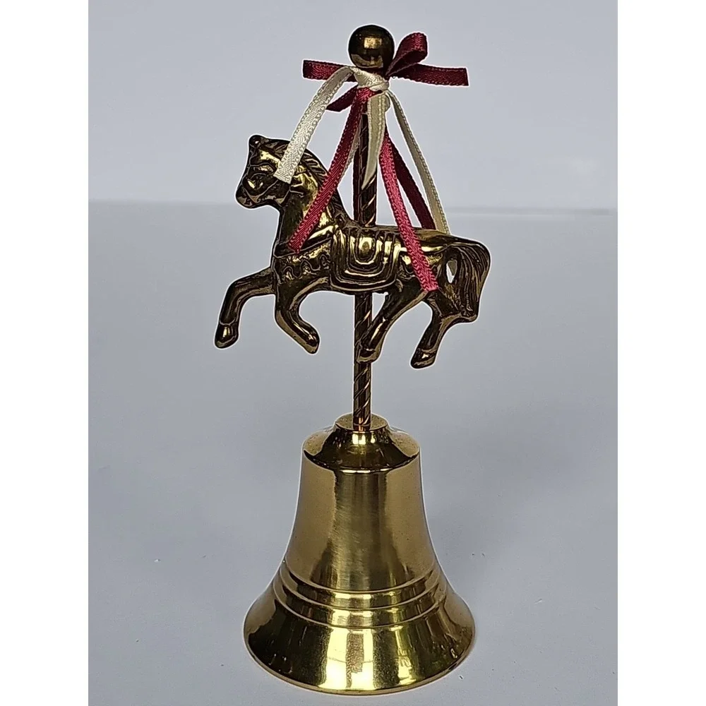 Vintage‎ Solid Brass Carousel Horse Ringer Table Bell M1030